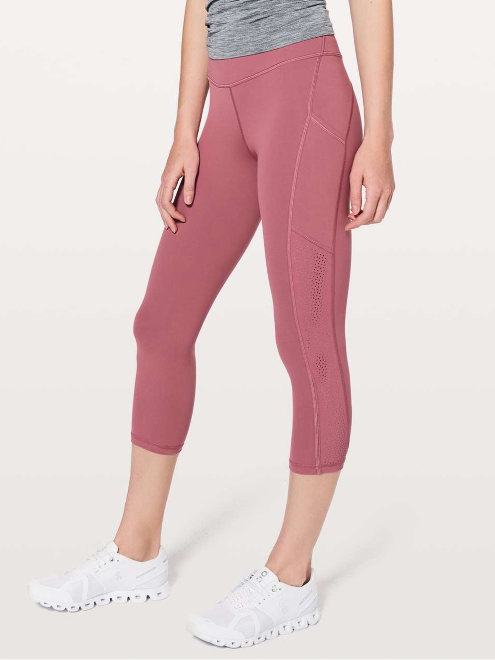 Lululemon Ready To Race Moss Rose Pink 21” Crop Leggings Size 12